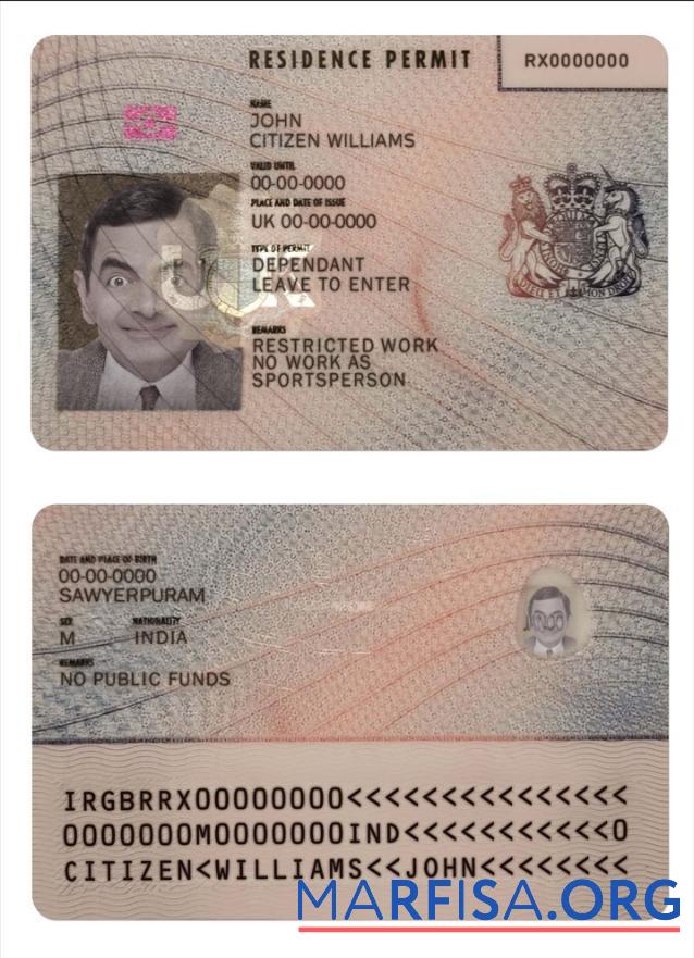 Realistic United Kingdom resid.permit sample